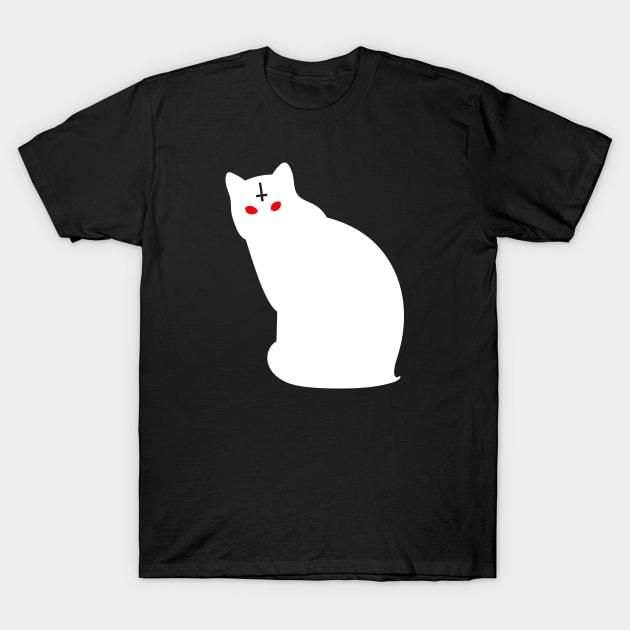 Devil Cat - White T-Shirt by Starquake